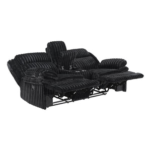 Corduroy Fabric Glider Reclining Loveseat with Console