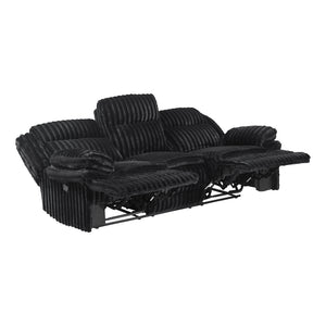 Corduroy Fabric Glider Double Reclining Sofa