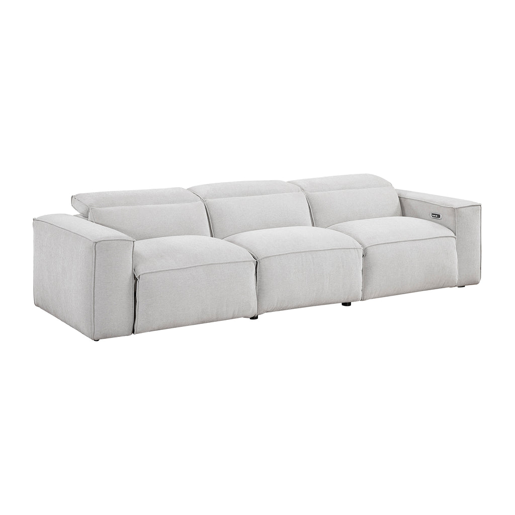 Textured Microfiber Fabric Power Double Reclining Sofa