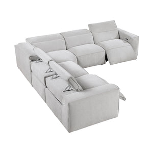 Textured Microfiber Fabric 5-Piece Modular Power Reclining Sectional