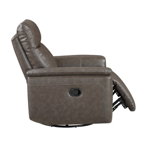 Leather Match Manual Swivel Glider Reclining Chair