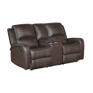 Leather Match Manual Double Reclining Loveseat