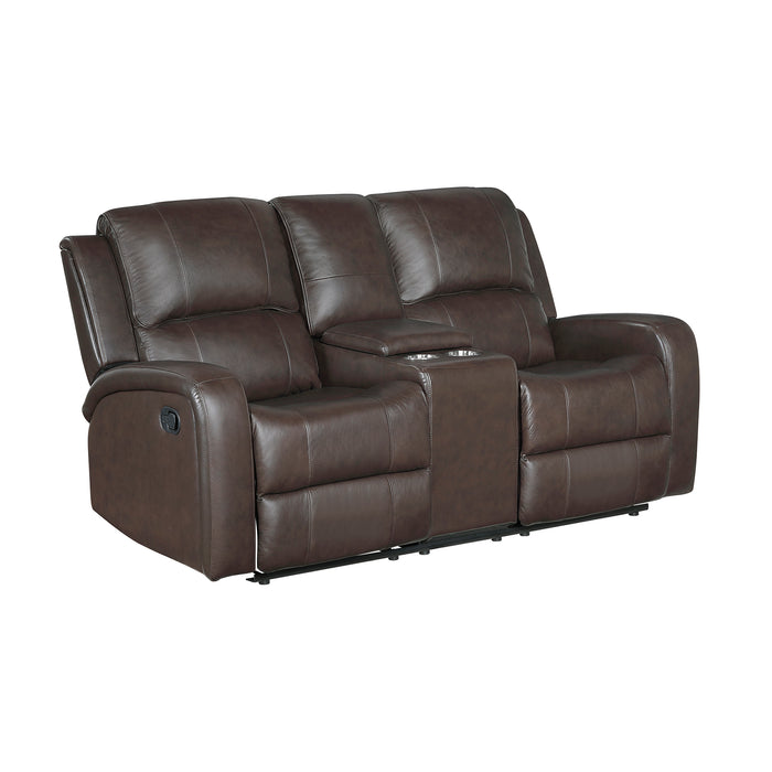 Leather Match Manual Double Reclining Loveseat