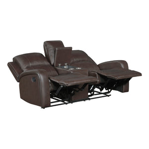 Leather Match Manual Double Reclining Loveseat