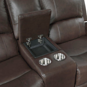 Leather Match Manual Double Reclining Loveseat
