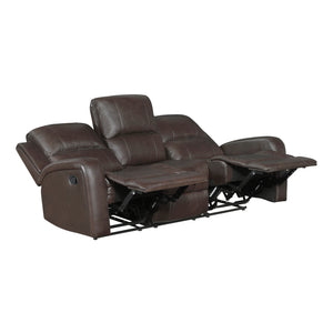 Leather Match Manual Double Reclining Sofa