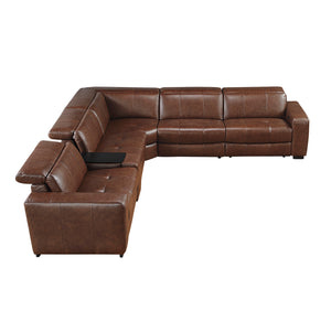 Leather 6-Piece Modular Power Reclining Sectional