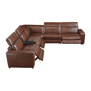 Leather 6-Piece Modular Power Reclining Sectional