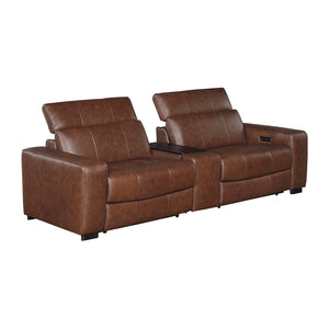 Leather Power Double Reclining Loveseat with Center Console