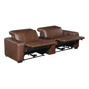 Leather Power Double Reclining Loveseat with Center Console
