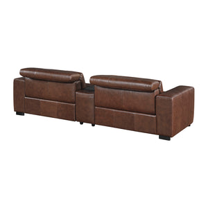 Leather Power Double Reclining Loveseat with Center Console