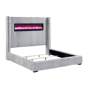 Corduroy Fabric Queen Bed