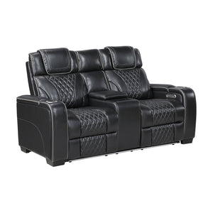 Leather Match Power Reclining Loveseat