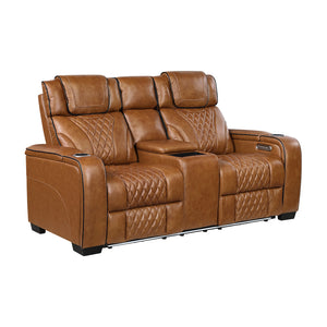 Leather Match Power Reclining Loveseat