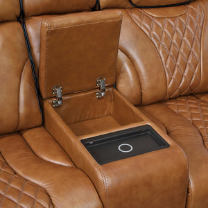 Leather Match Power Reclining Loveseat