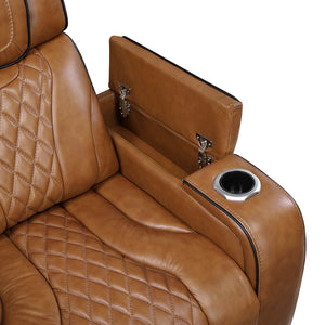 Leather Match Power Reclining Loveseat