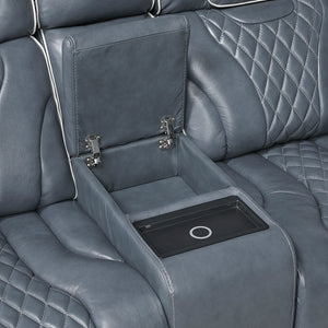 Leather Match Power Reclining Loveseat