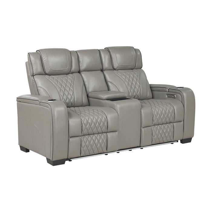 Leather Match Power Reclining Loveseat
