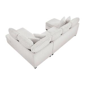 Chenille and Corduroy Fabric 2-Piece Sectional with Left Chaise