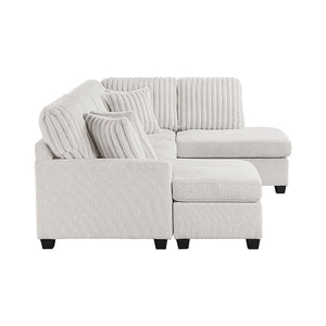 Chenille and Corduroy Fabric 2-Piece Sectional with Left Chaise