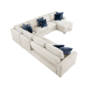 Textured Microfiber 5-Piece Sectional with Reversible Chaise and Pull-out Bed