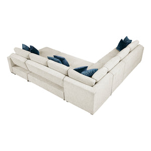 Textured Microfiber 5-Piece Sectional with Reversible Chaise and Pull-out Bed