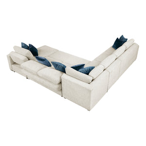 Textured Microfiber 5-Piece Sectional with Reversible Chaise and Pull-out Bed
