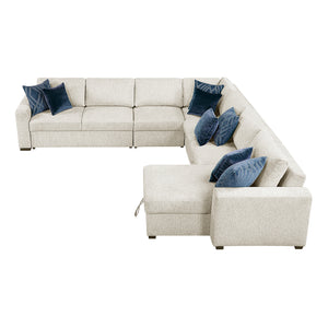 Textured Microfiber 5-Piece Sectional with Reversible Chaise and Pull-out Bed