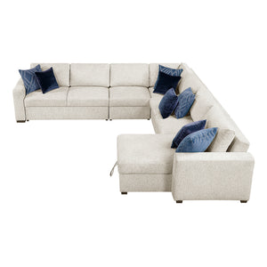 Textured Microfiber 5-Piece Sectional with Reversible Chaise