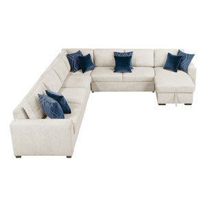 Textured Microfiber 5-Piece Sectional with Reversible Chaise