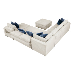 Textured Microfiber 6-Piece Sectional with Reversible Chaise, Pull-out Bed and Ottoman