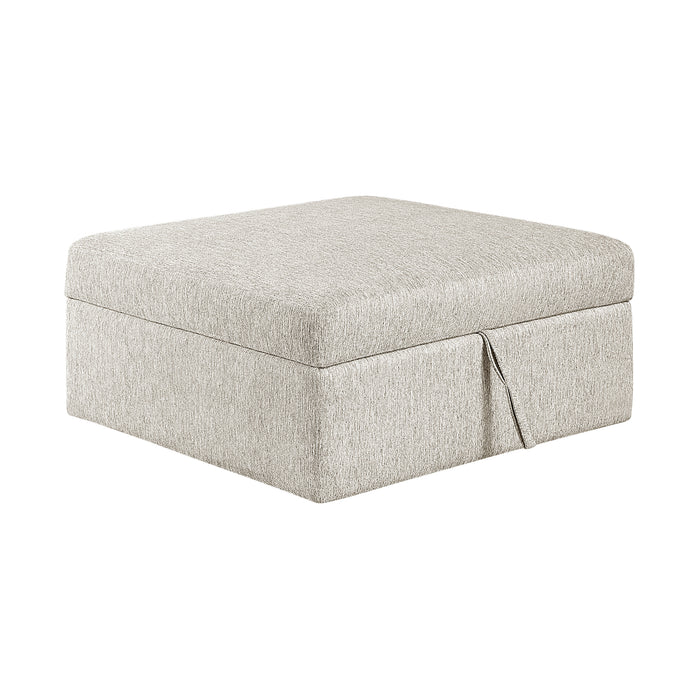 Textured Microfiber Storage Ottoman with Casters