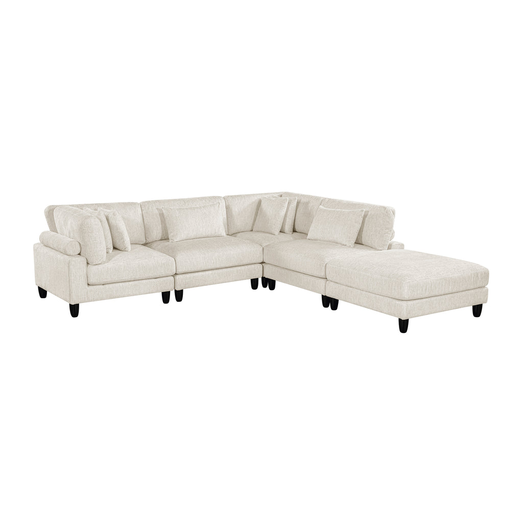 Textured Microfiber 5-Piece Modular Sectional with Ottoman