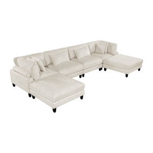 Textured Microfiber 6-Piece Modular Sectional with Ottoman
