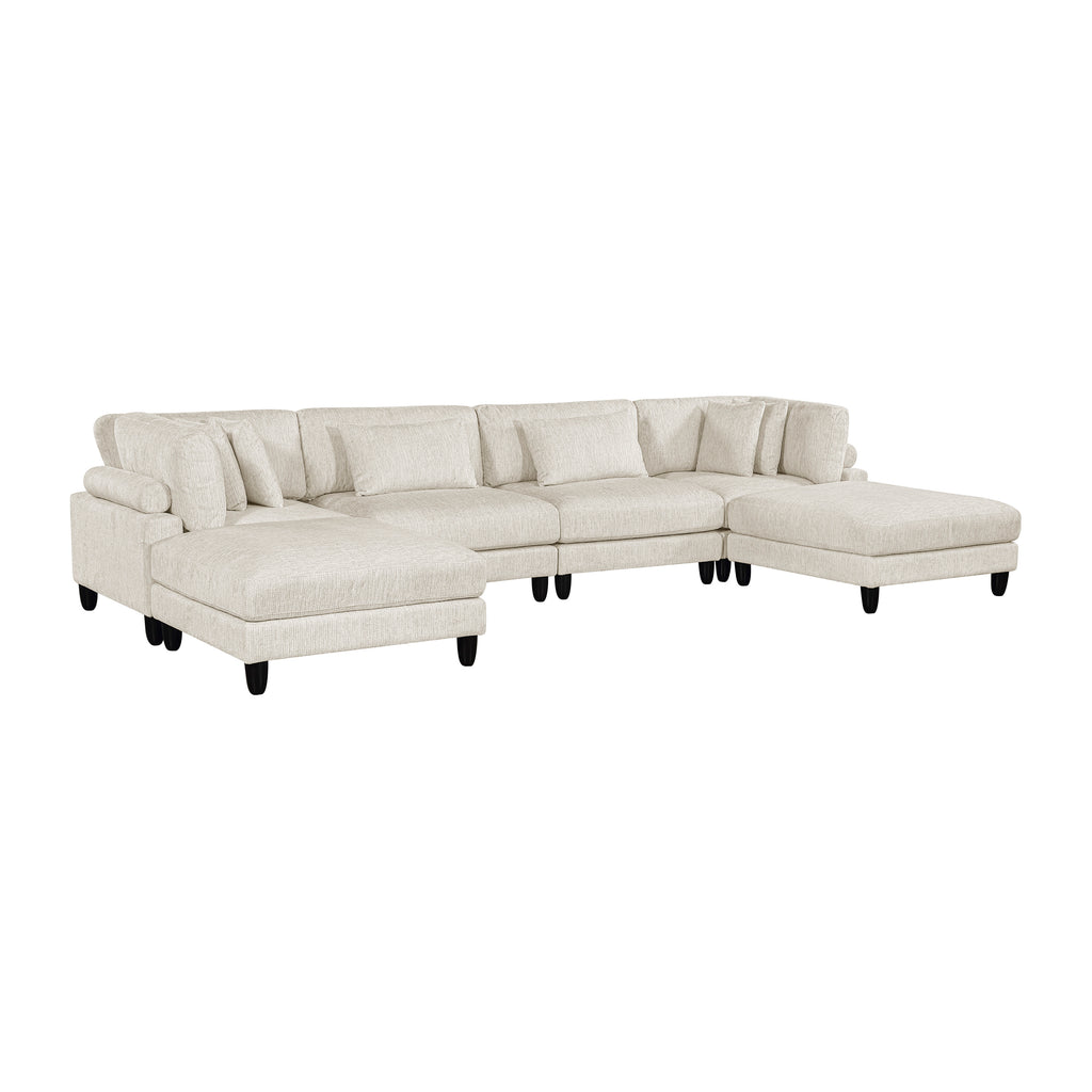 Textured Microfiber 6-Piece Modular Sectional with Ottoman