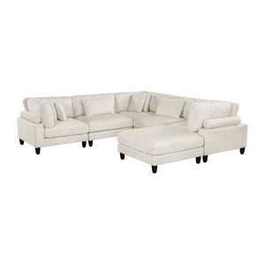Textured Microfiber 6-Piece Modular Sectional with Ottoman