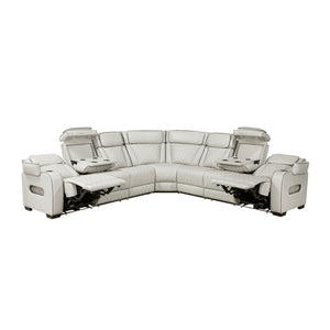 Faux Leather 3-Piece Power Reclining Sectional with Center Drop-Down Cup Holders