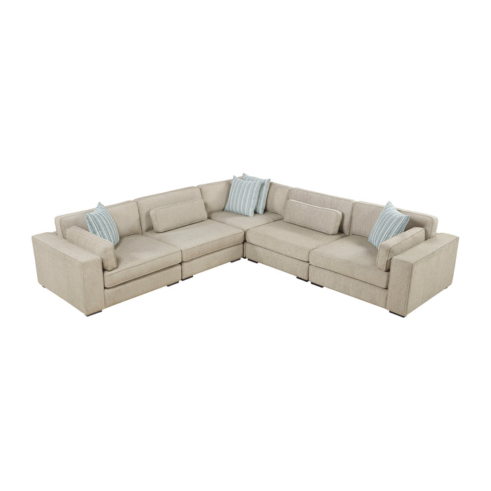 Chenille Fabric 5 Piece Sectional