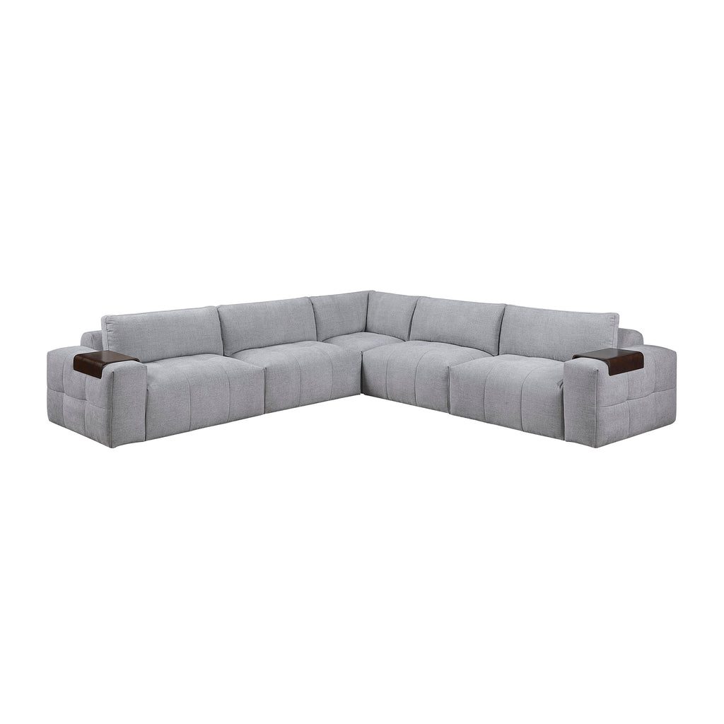 Textured Fabric 5-Piece Modular Sectional