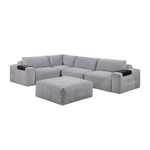 Textured Fabric 5-Piece Modular Sectional with Ottoman
