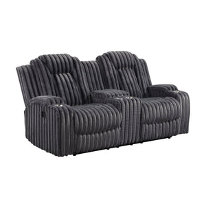 Corduroy Manual Reclining Loveseat with Centre Console