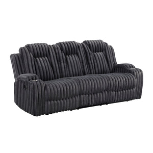 Corduroy Manual Double Reclining Sofa with Cup Holders