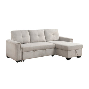 Textured Fabric 2-Piece Sectional with Reversible Chaise and Pull-out Bed