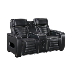 Leather Match Power Double Reclining Loveseat