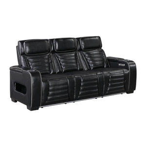 Leather Match Power Double Reclining Sofa