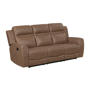 Polished Microfiber Manual Double Reclining Sofa