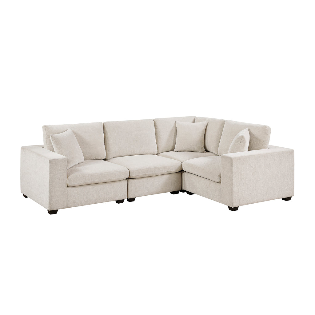 Chenille Fabric 4-Piece Modular Sectional