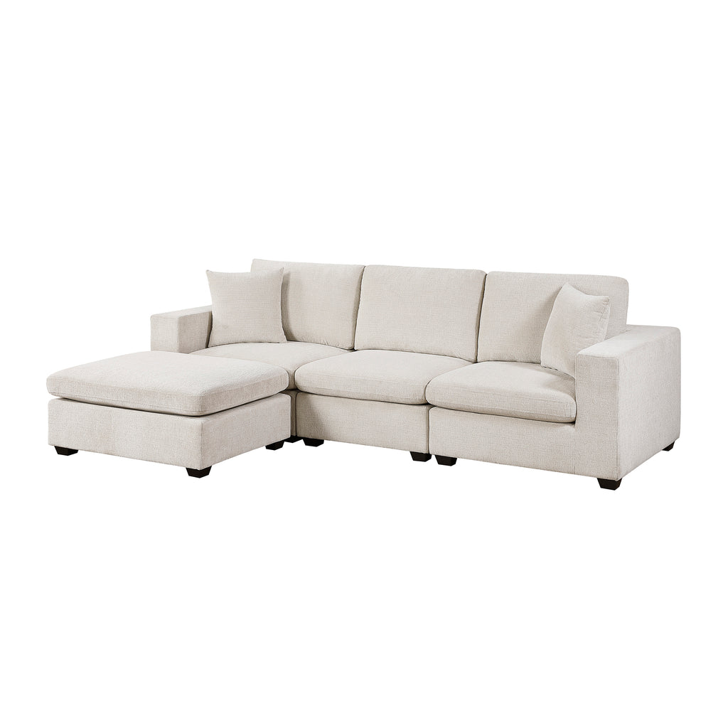 Chenille Fabric 4-Piece Modular Sectional with Ottoman