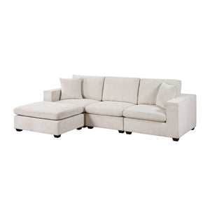 Chenille Fabric 4-Piece Modular Sectional with Ottoman