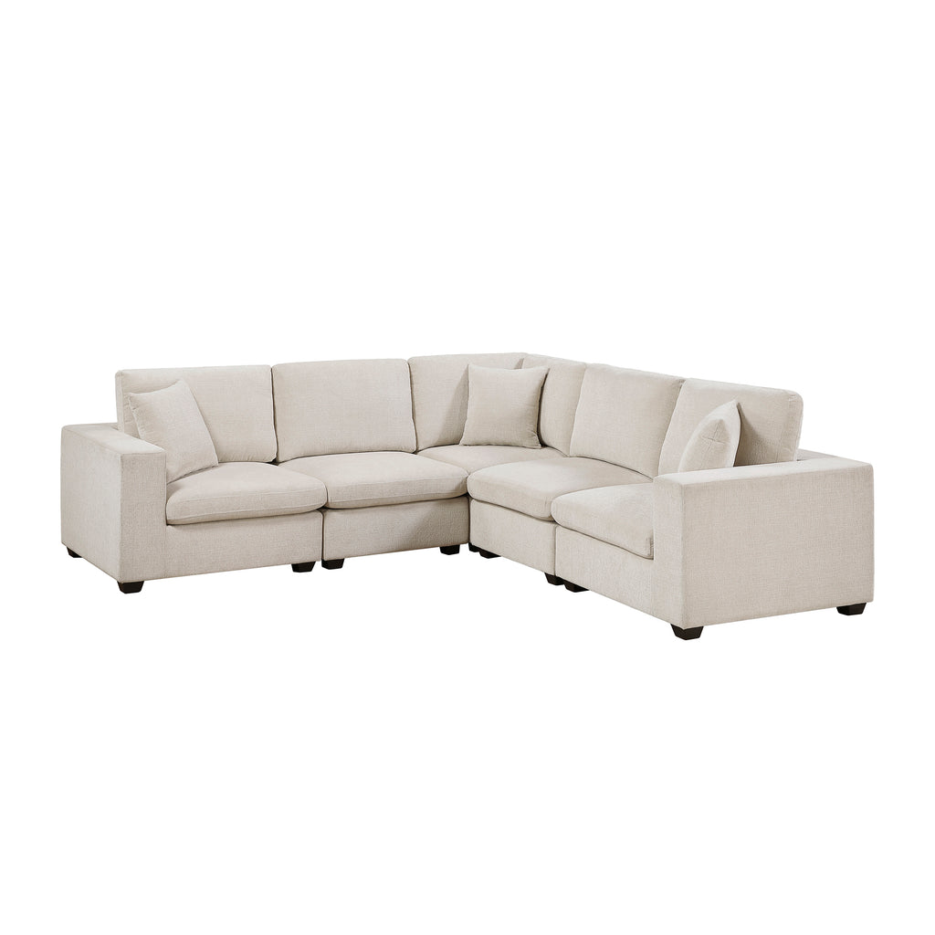 Chenille Fabric 5-Piece Modular Sectional